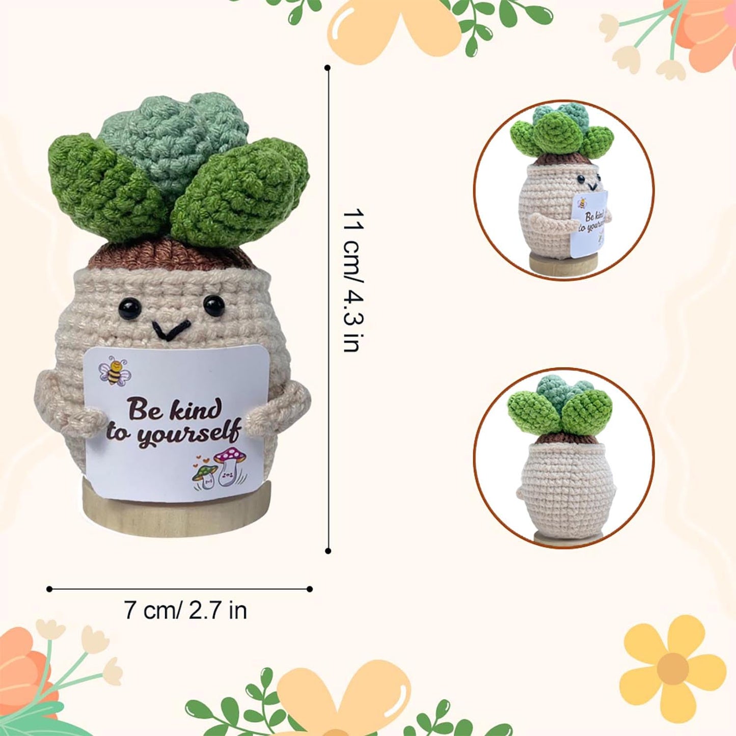 Handmade Crochet Positive Gifts for Women, Friend (Succulent)