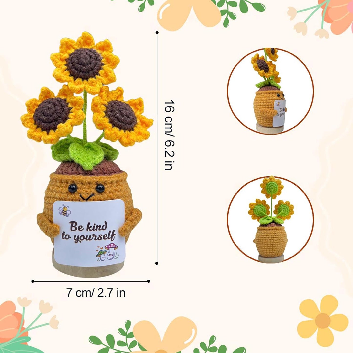 Handmade Crochet Positive Gifts for Women, Friend (Sunflower)