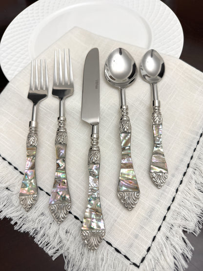 Vibhsa Stainless Steel Flatware set of 20 with Seawork Handle
