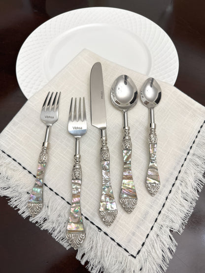 Vibhsa Stainless Steel Flatware set of 20 with Seawork Handle