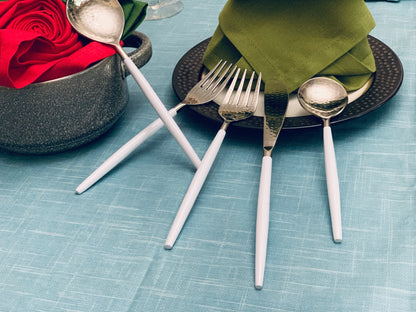 Vibhsa White & Silver Flatware Stainless Steel Set of 20