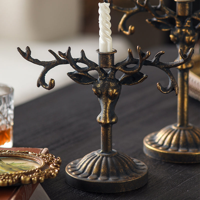 Antique-Style Deer Antler Candle Holder