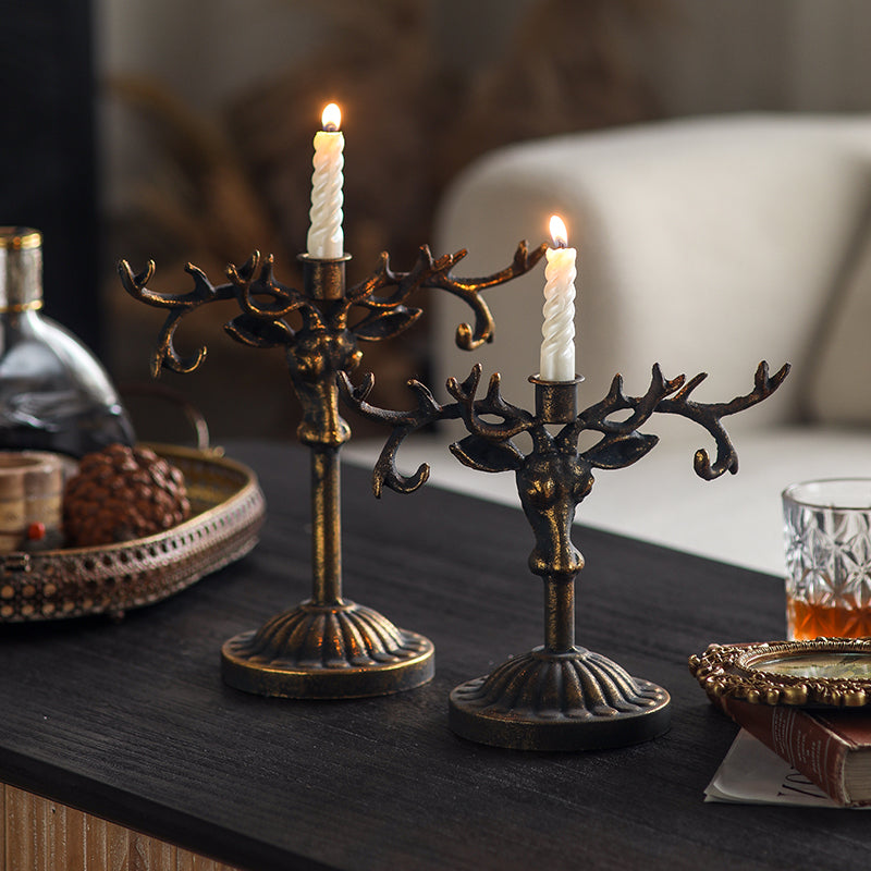 Antique-Style Deer Antler Candle Holder