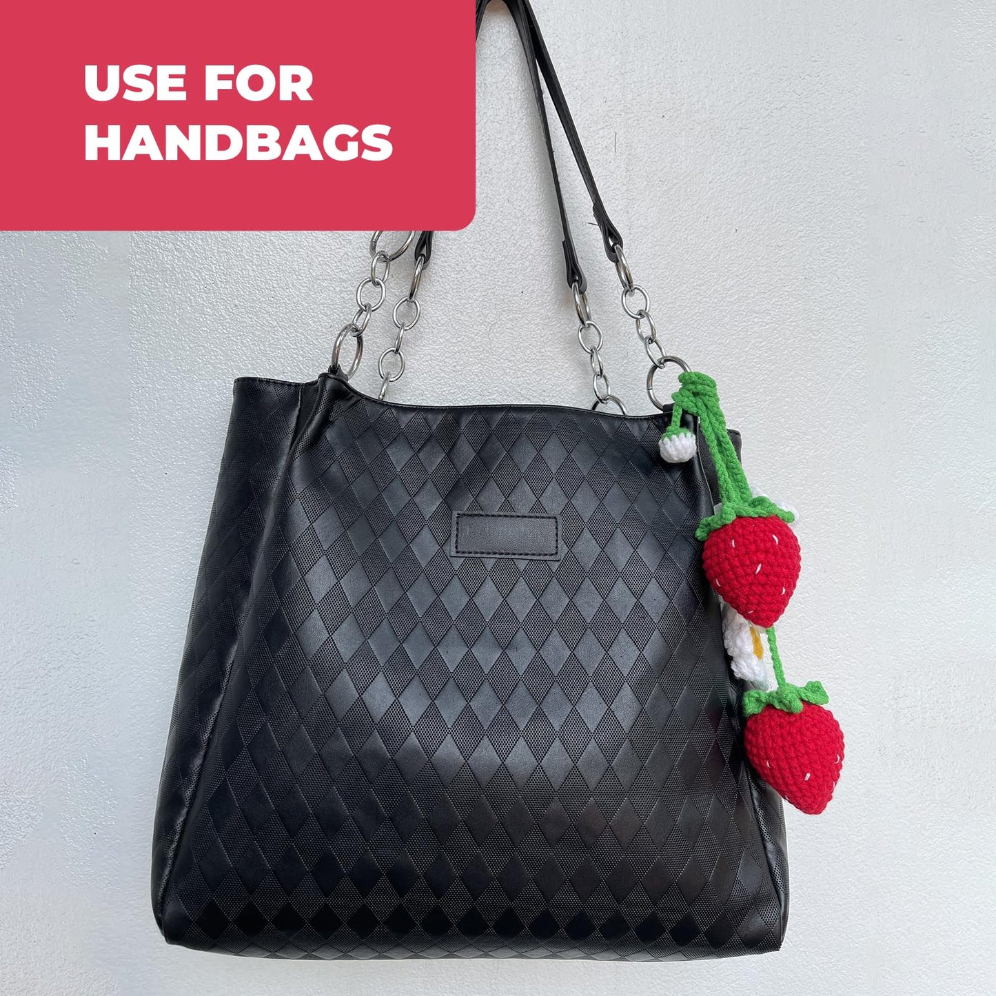 Laquedecraft 2 Handmade Crochet Strawberry Ornaments, Strawberry Accessories car