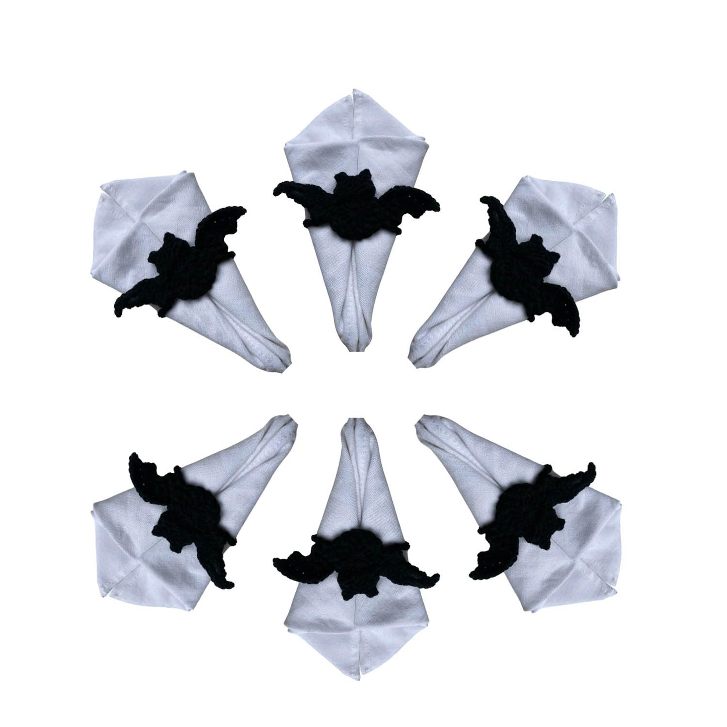 Crochet Bat-shaped Napkin Rings for Halloween Decorations