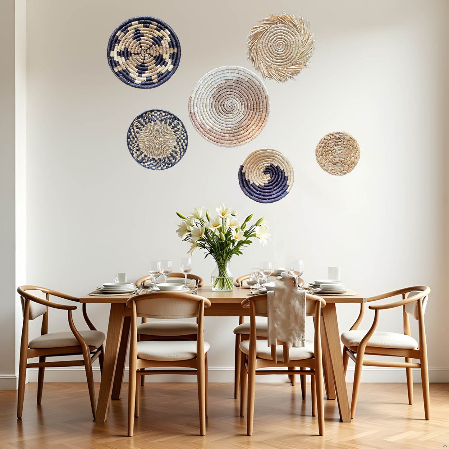 Laquedecraft Boho Round Handmade Wall Basket Decor (Bohemian, 6)