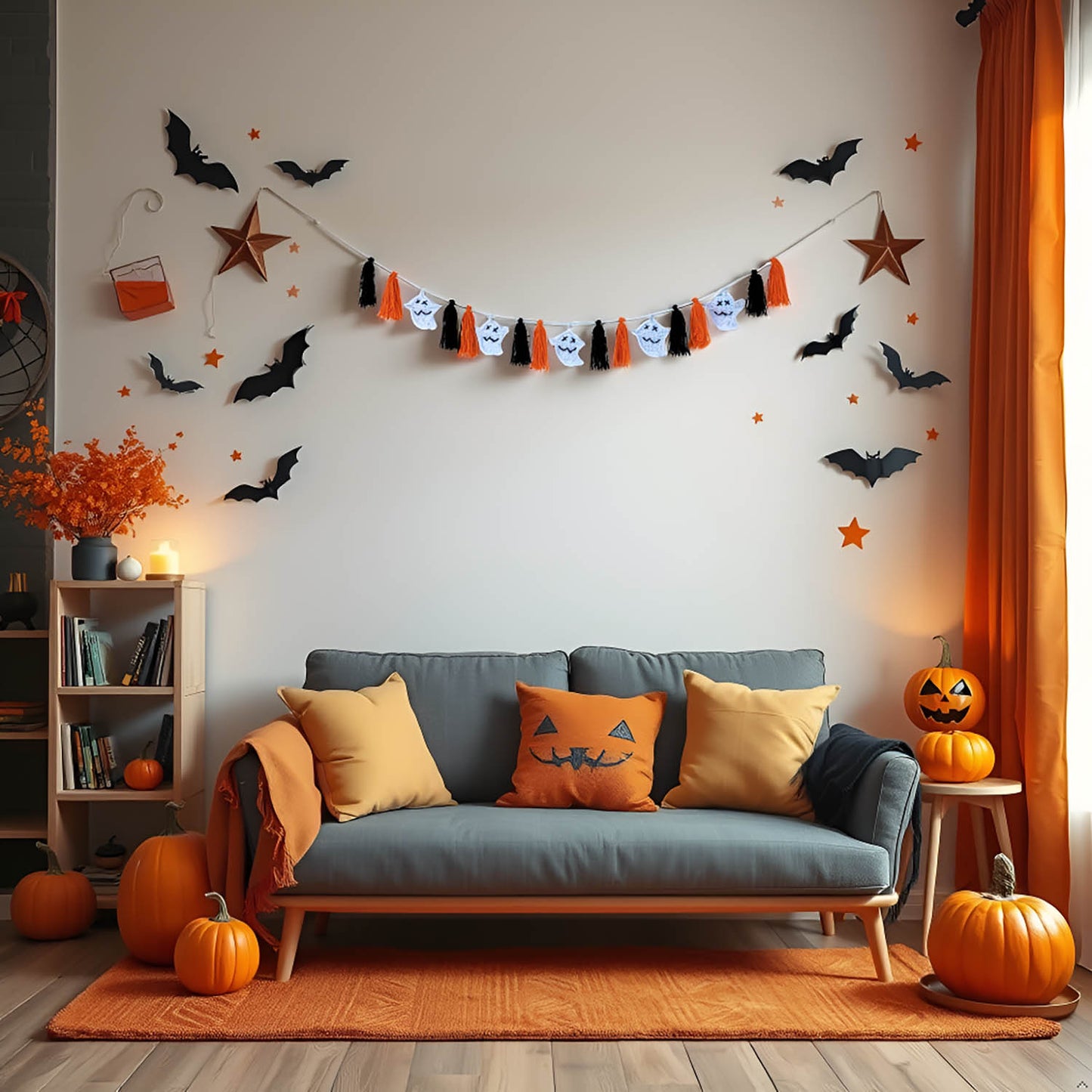 Halloween Ghost Garland with Tassels (Orange Halloween)