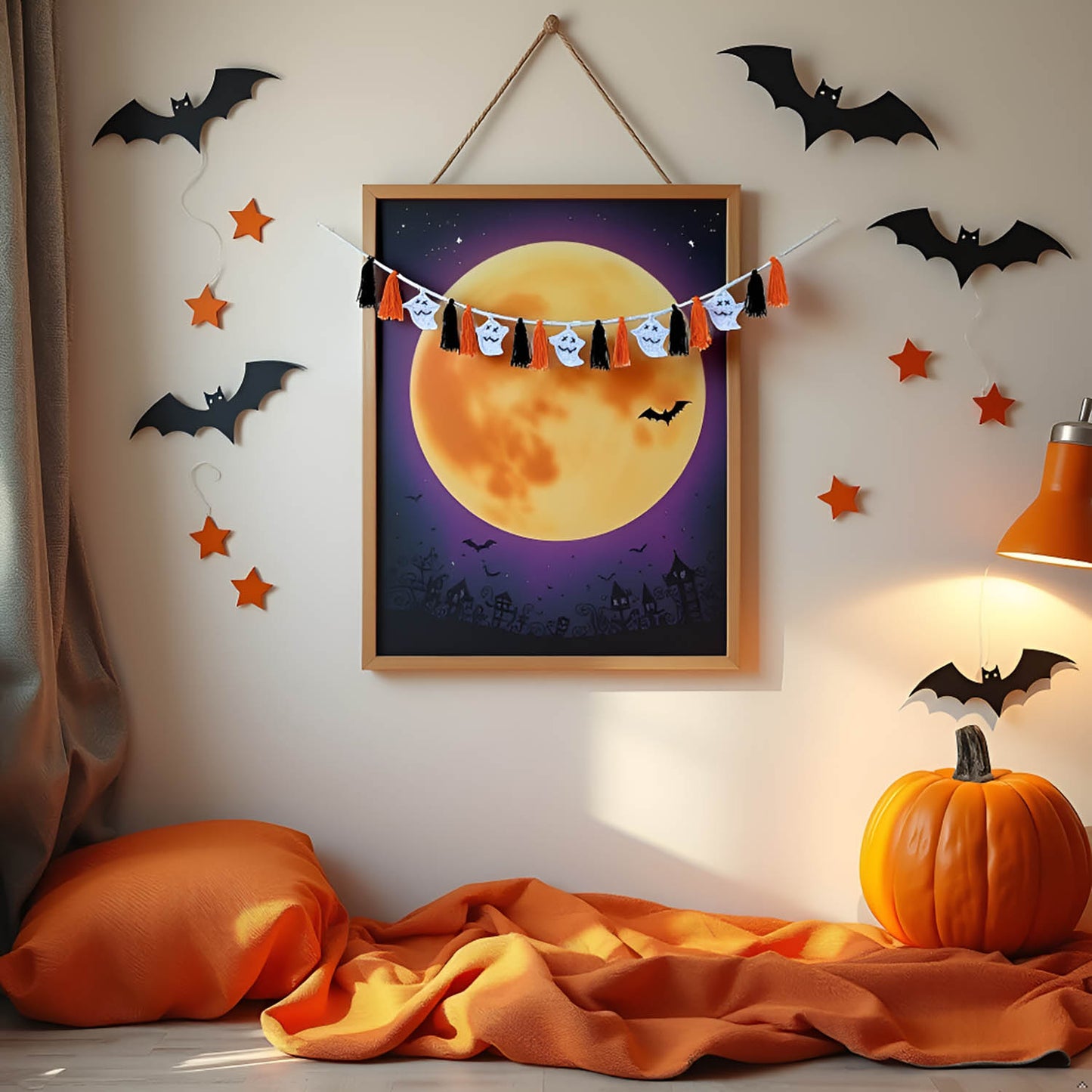 Halloween Ghost Garland with Tassels (Orange Halloween)