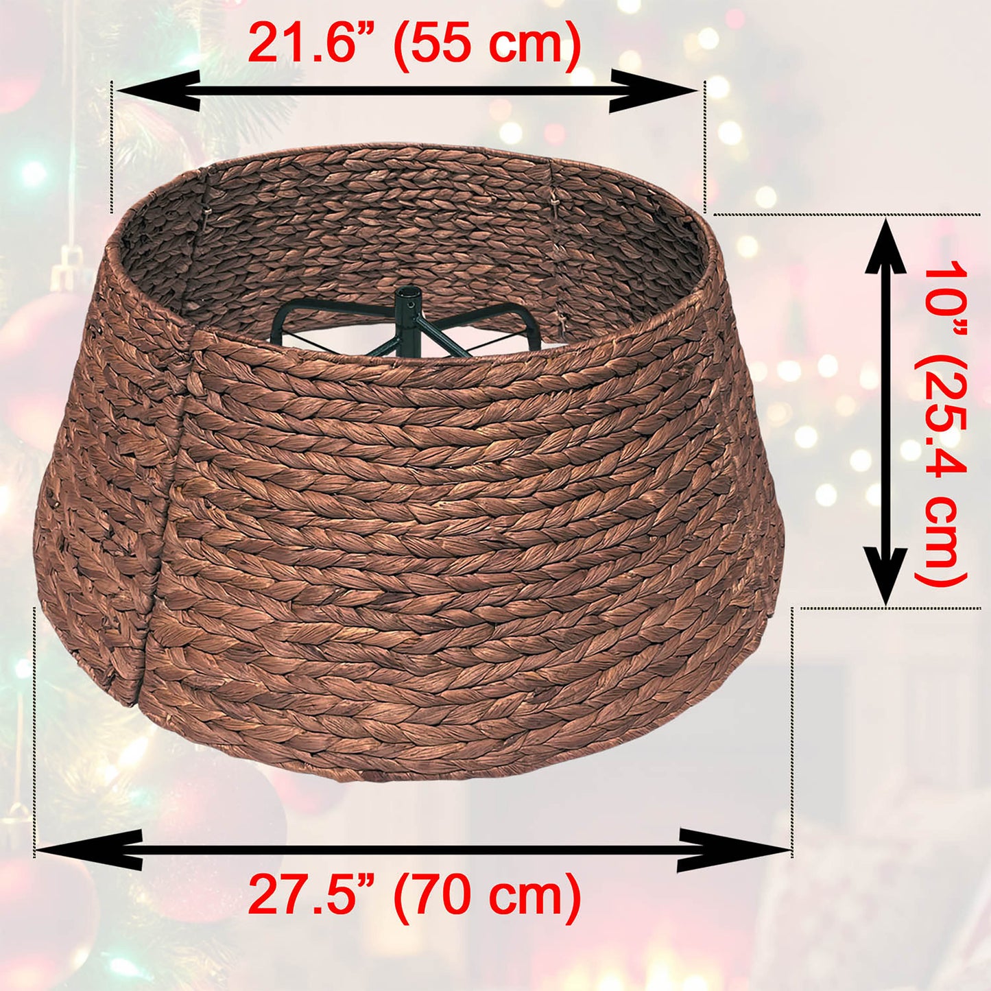 Handwoven Christmas Tree Collar – Natural Water Hyacinth Rattan Ring