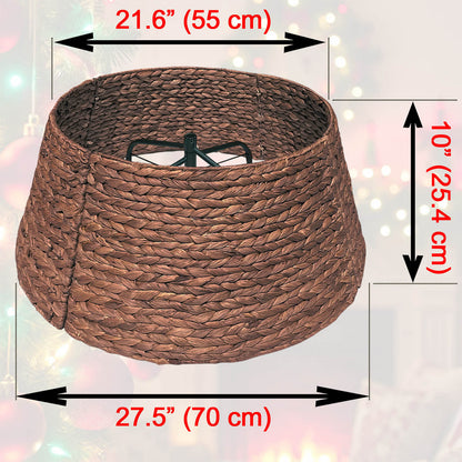 Handwoven Christmas Tree Collar – Natural Water Hyacinth Rattan Ring
