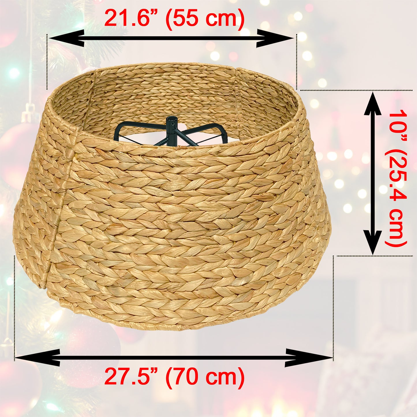 Handwoven Christmas Tree Collar – Natural Water Hyacinth Rattan Ring