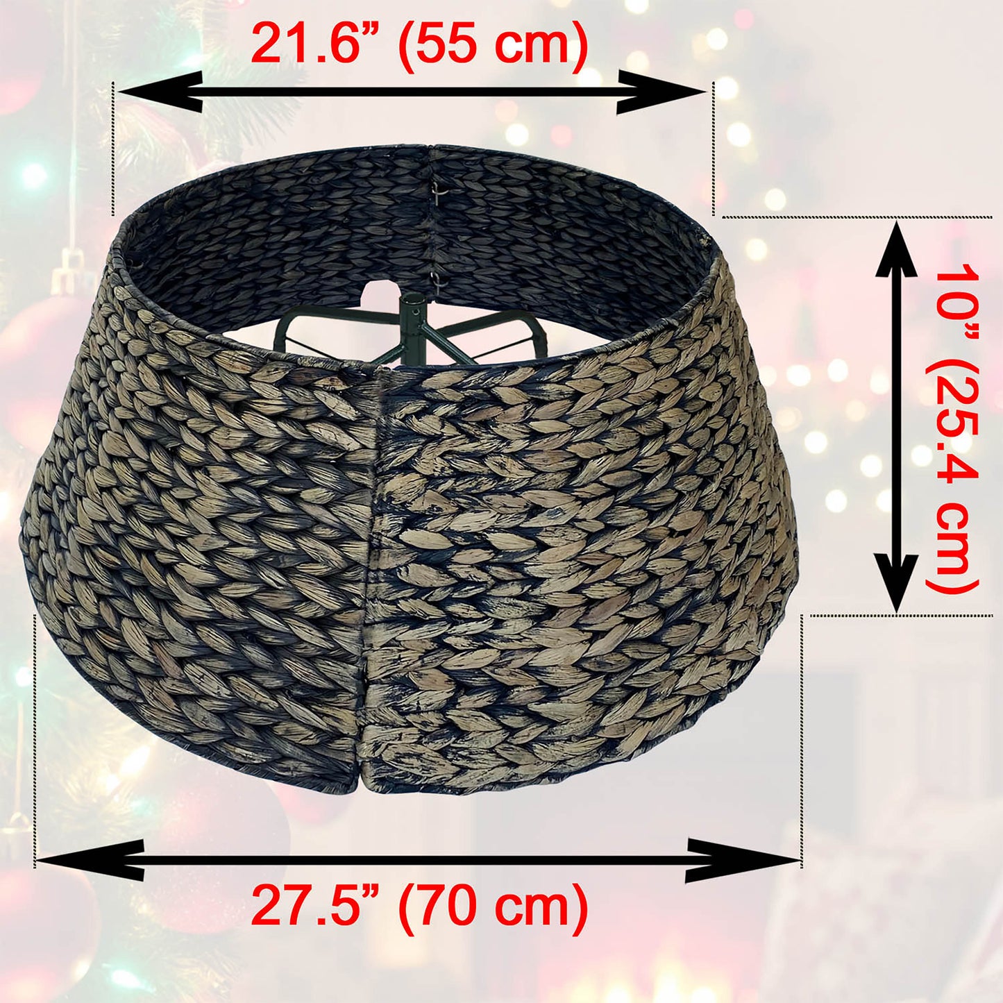 Handwoven Christmas Tree Collar – Natural Water Hyacinth Rattan Ring