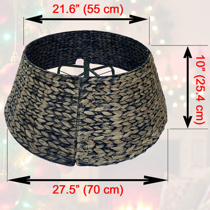Handwoven Christmas Tree Collar – Natural Water Hyacinth Rattan Ring