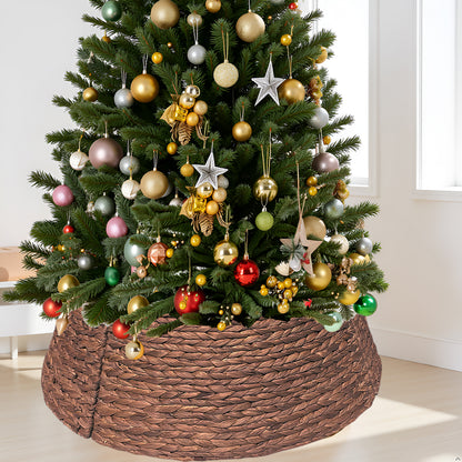 Handwoven Christmas Tree Collar – Natural Water Hyacinth Rattan Ring