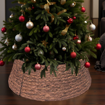 Handwoven Christmas Tree Collar – Natural Water Hyacinth Rattan Ring