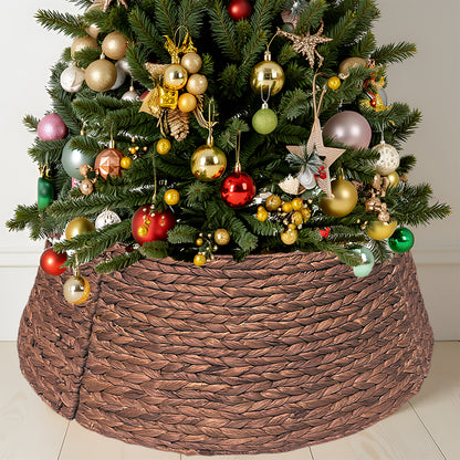 Handwoven Christmas Tree Collar – Natural Water Hyacinth Rattan Ring