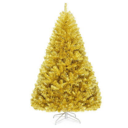 6/7.5 Feet Artificial Tinsel Christmas Tree Hinged with Foldable Stand