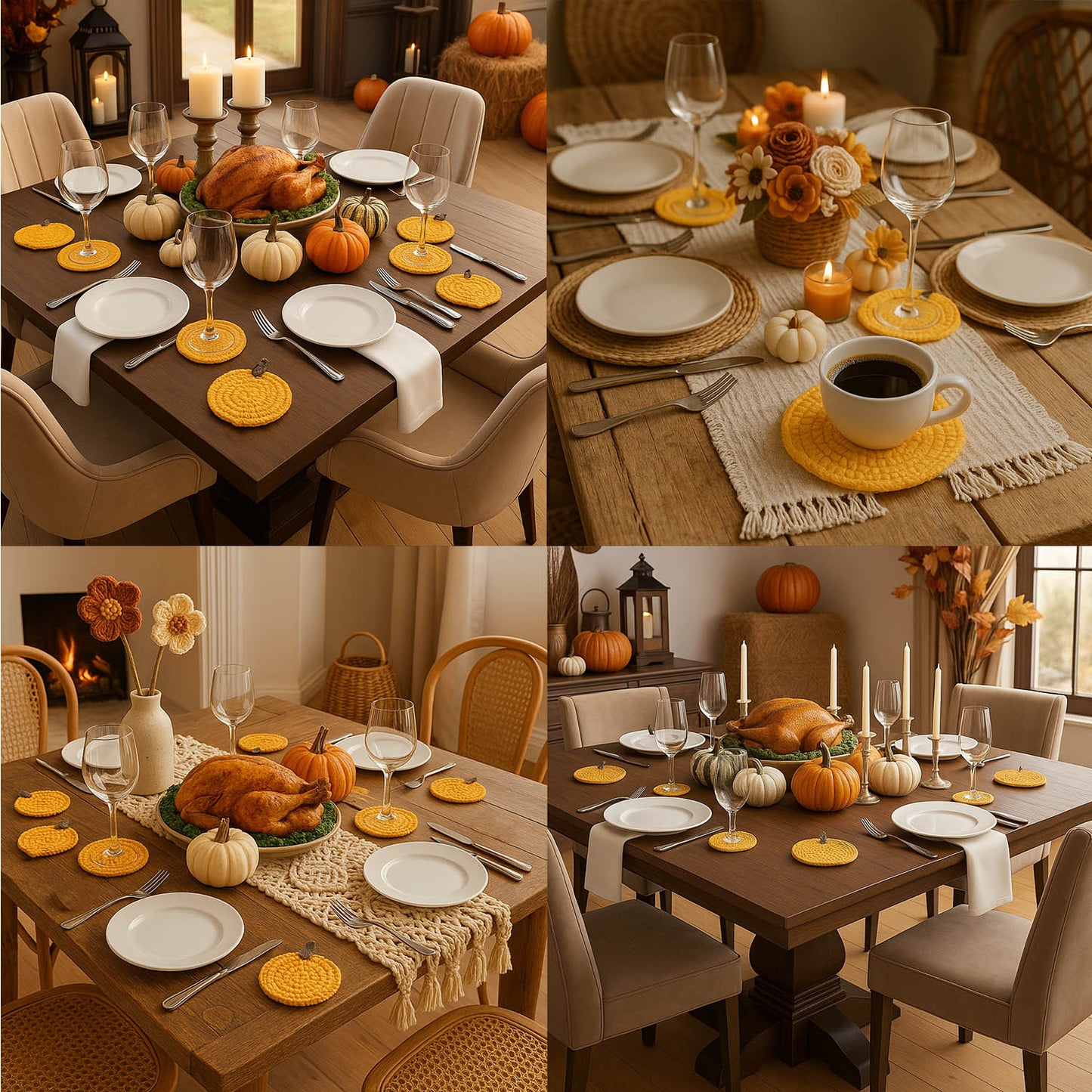 Crochet Pumpkin Coasters