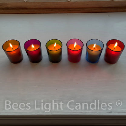 Colored Glass Votive Holders with or without Beeswax Candles