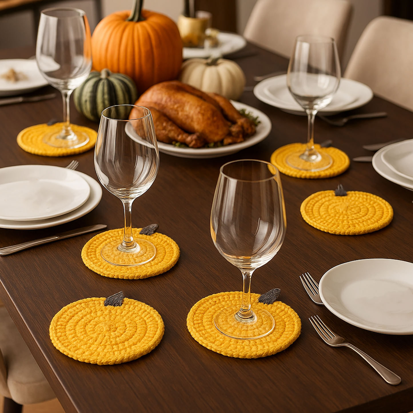 Crochet Pumpkin Coasters