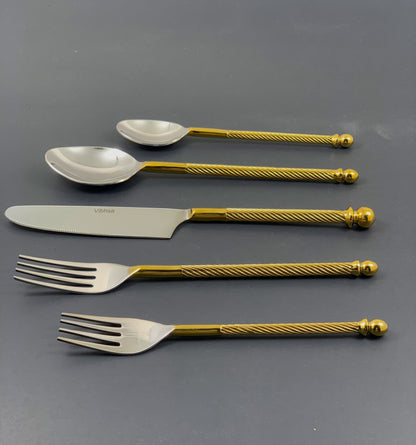 Vibhsa Stainless Steel Flatware set of 20 Pieces Gold