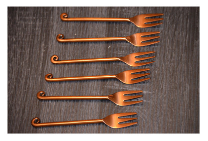 Vibhsa Copper Finish Appetizer Forks Set of 6