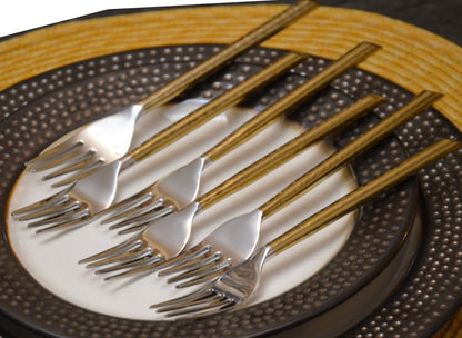 Dinner Forks Gold Stainless Steel Flatware Set of 6