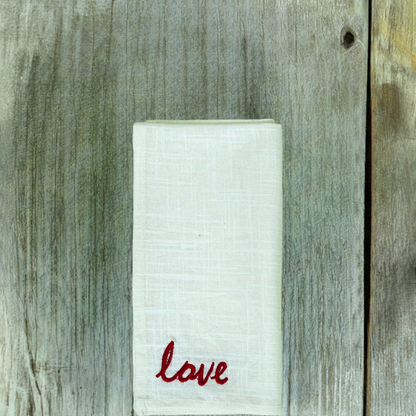 Vibhsa Cotton Table Napkins | Set of 4, Red Embroidery, 20"x20"