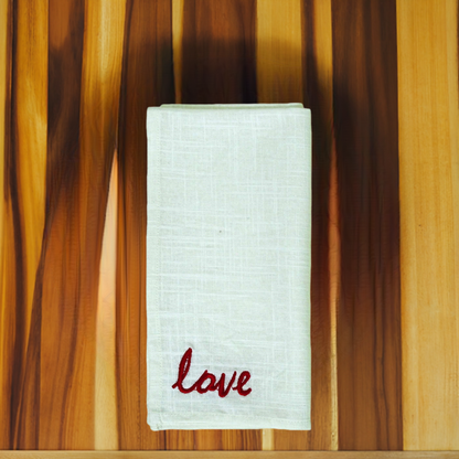 Vibhsa Cotton Table Napkins | Set of 4, Red Embroidery, 20"x20"