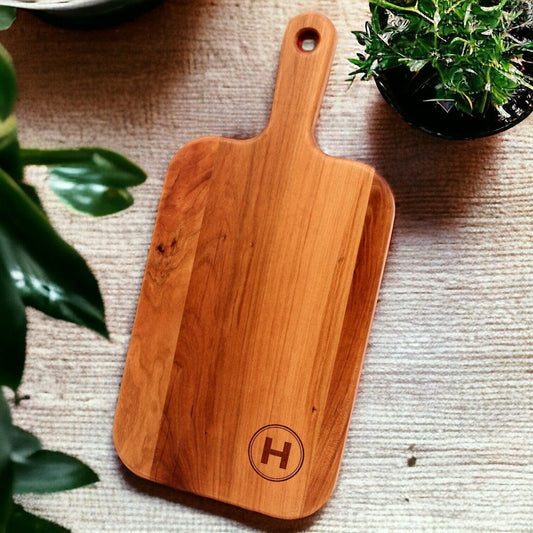 Personalized Last Name Letter Charcuterie Board, Monogram Cherry Wood Paddle Board, Mother’s Day Gift, Wedding Gift, Made in The USA