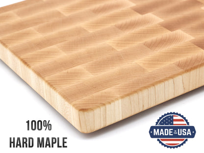 Large End Grain Walnut Cutting Board, Walnut Butcher Block with Rubber Feet, Up to 2” Thick, Wedding Gift, Anniversary Gift, USA Made