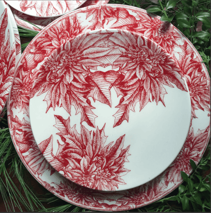 Poinsettia Ceramic Dinnerware – Premium Holiday Coastal Tableware