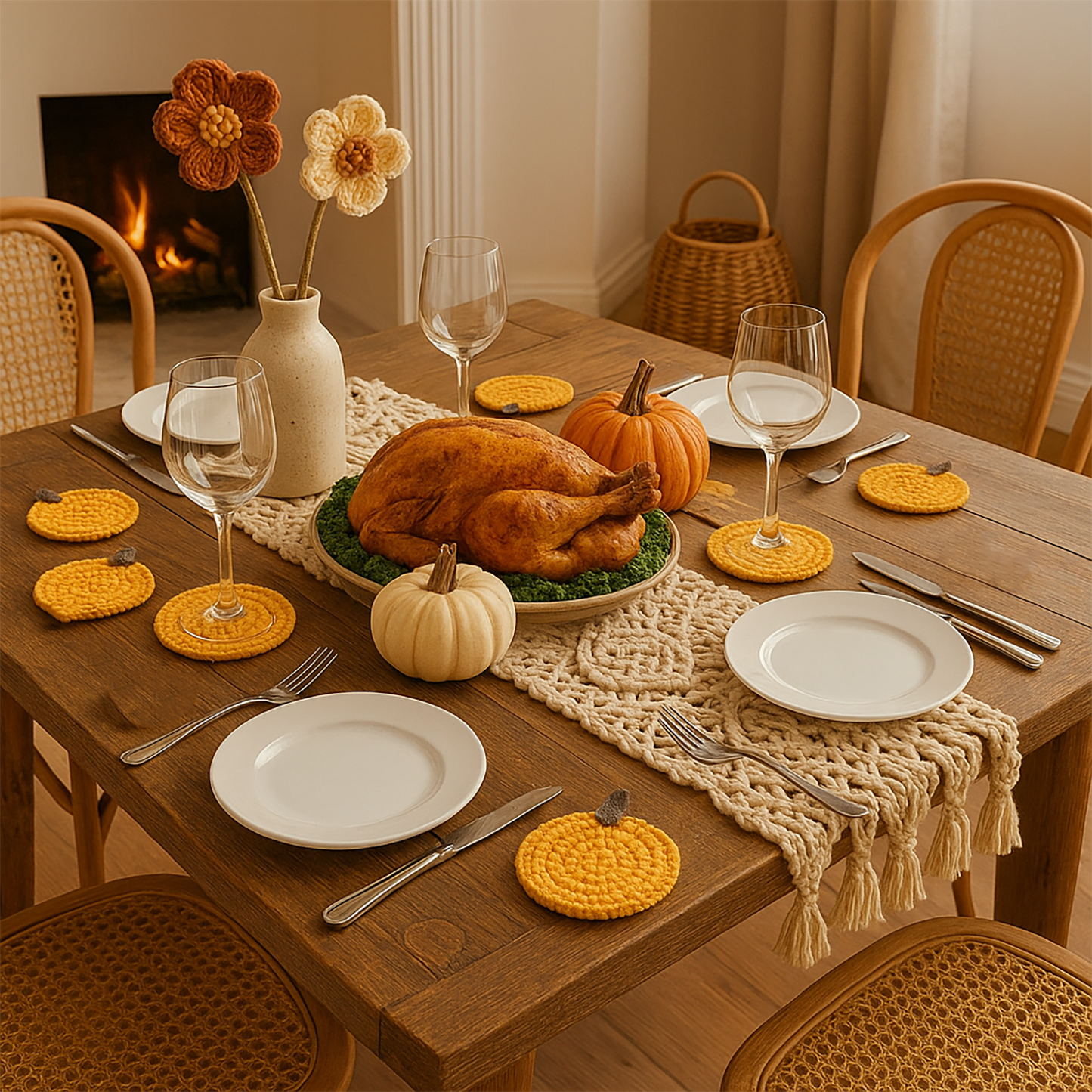Crochet Pumpkin Coasters