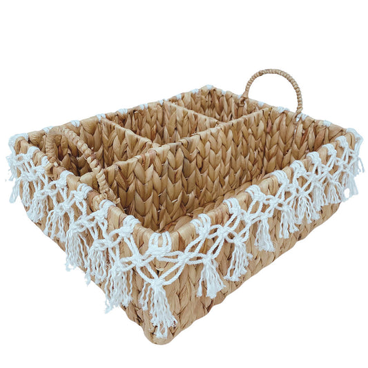 Woven Water Hyacinth Basket 4-Section
