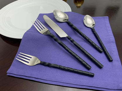 Vibhsa Stainless Steel Flatware set of 20 Pieces Black Swirl Handle