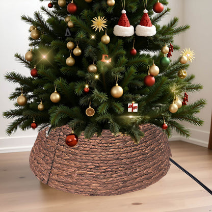 Handwoven Christmas Tree Collar – Natural Water Hyacinth Rattan Ring