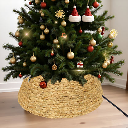 Handwoven Christmas Tree Collar – Natural Water Hyacinth Rattan Ring