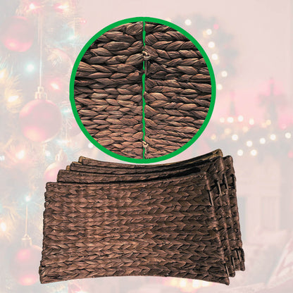 Handwoven Christmas Tree Collar – Natural Water Hyacinth Rattan Ring
