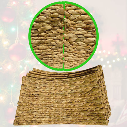 Handwoven Christmas Tree Collar – Natural Water Hyacinth Rattan Ring