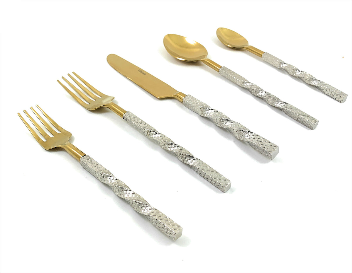 Vibhsa Gold Stainless Steel Flatware Set of 20 Pieces