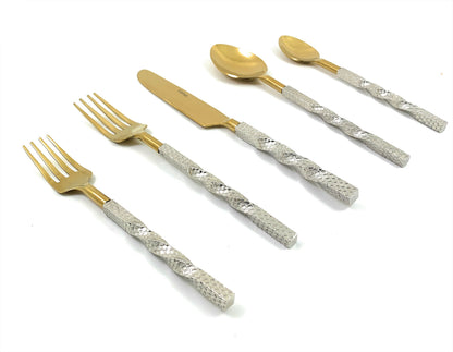 Vibhsa Gold Stainless Steel Flatware Set of 20 Pieces