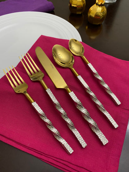 Vibhsa Gold Stainless Steel Flatware Set of 20 Pieces