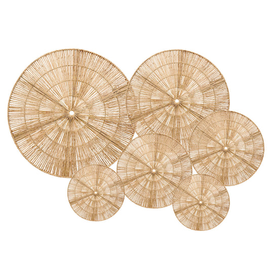 Laquedecraft Boho Wicker Rattan Plate Basket Set For Décor Hanging Wall (Classic, Natural, Set of 6)