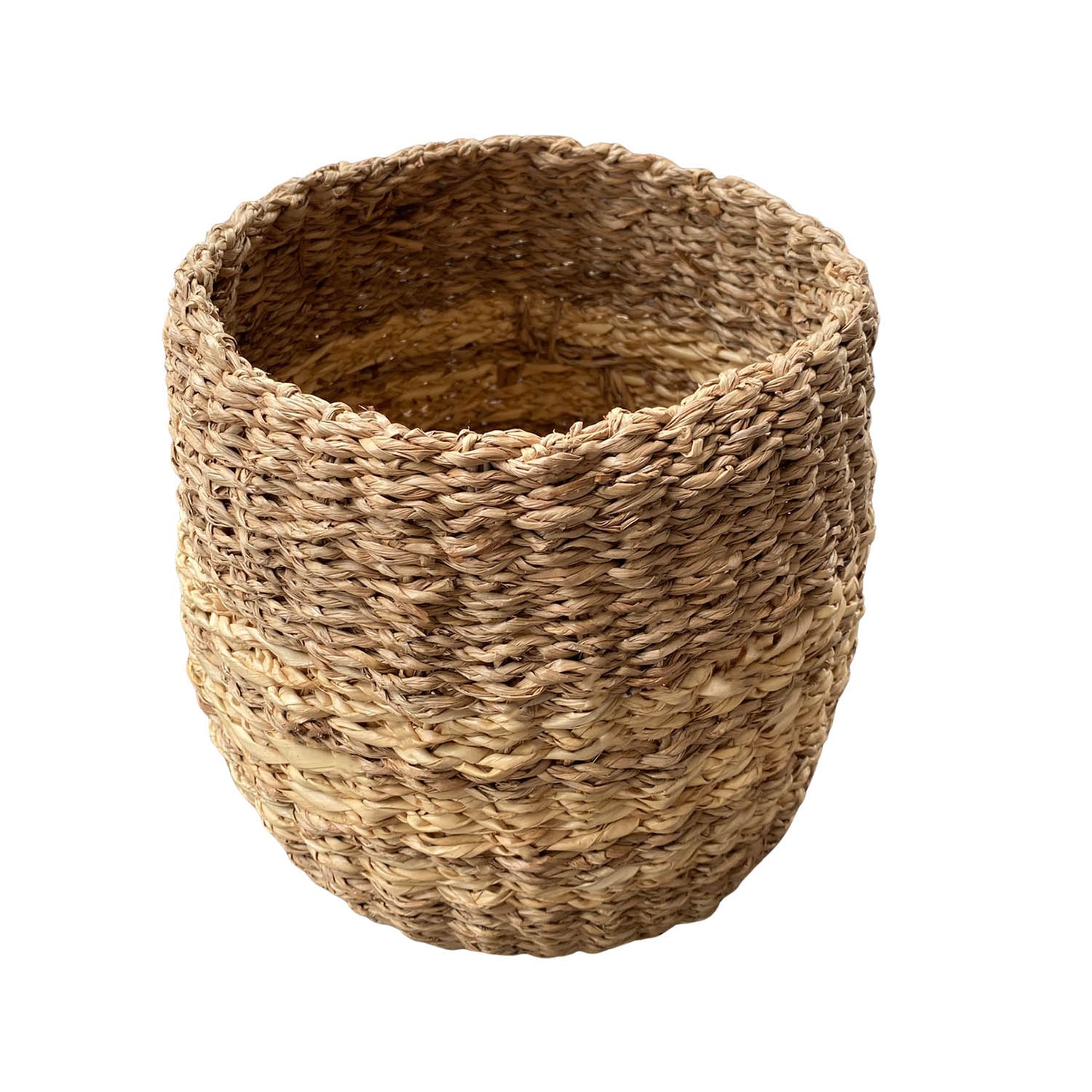 Small Seagrass Basket | Handwoven Natural Waste Bin for Garbage, Storage, or Holding Planters | Ideal for Bathroom, Bedroom, Office, or Under Desk Use (Seagrass)