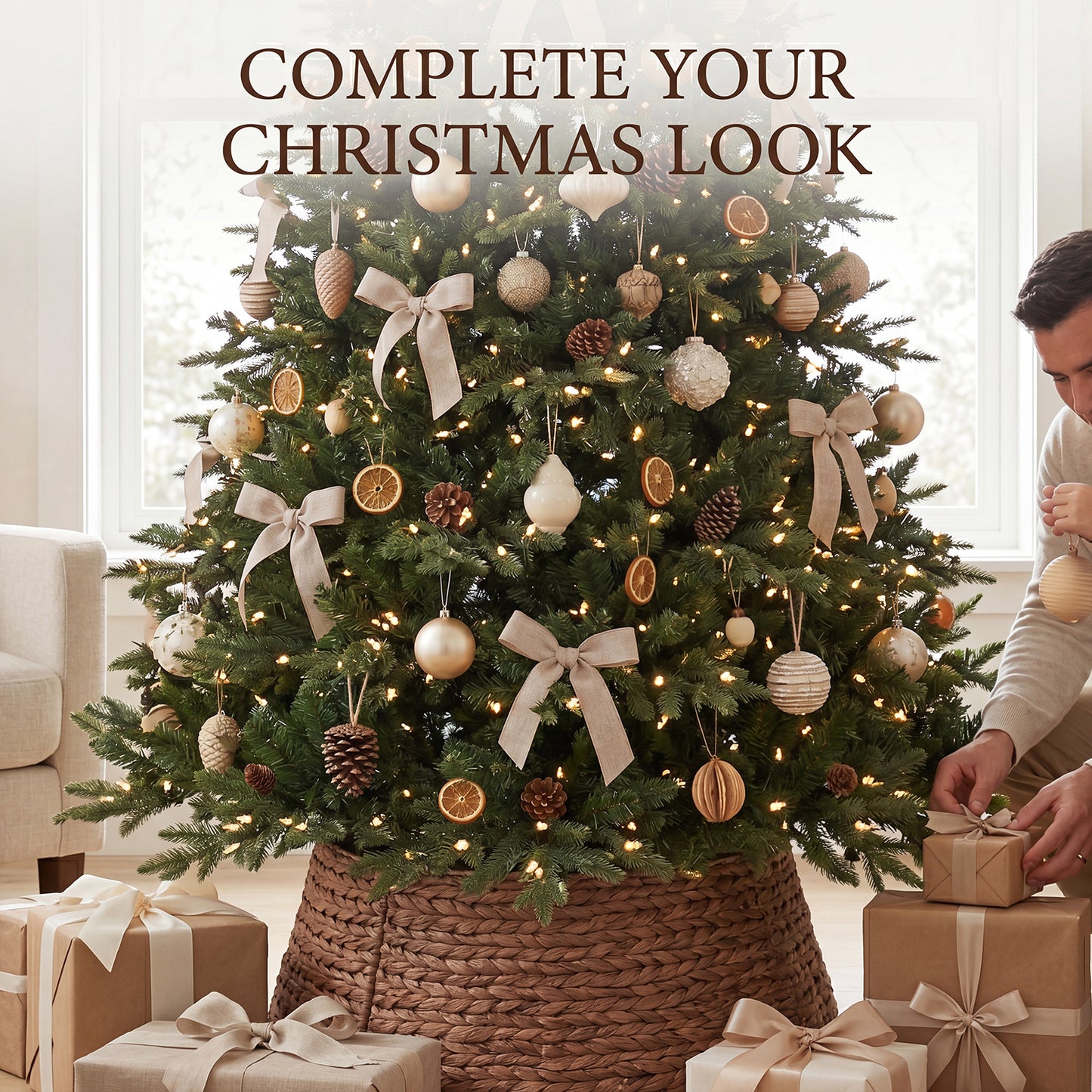 Brown Water Hyacinth Christmas Tree Collar