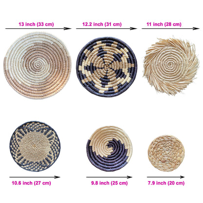 Laquedecraft Boho Round Handmade Wall Basket Decor (Bohemian, 6)
